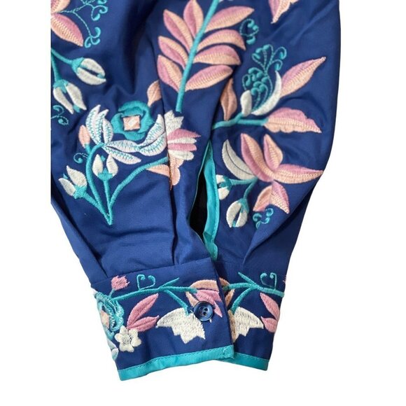 LA BELLUM HILLARY SCOTT Embroidered Short‎ Jacket Women's 1X Cobalt Multi NWT - Picture 5 of 15